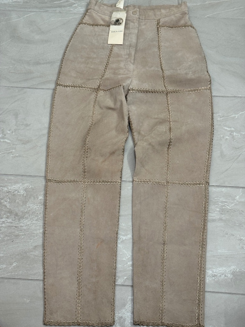 Patchwork Suede Leather Pants Western Boho Y2K